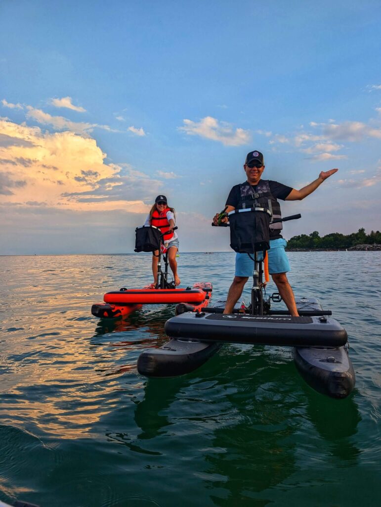 Water bike rentals at Toronto waterfront locations including Cherry Beach and Ashbridges Bay