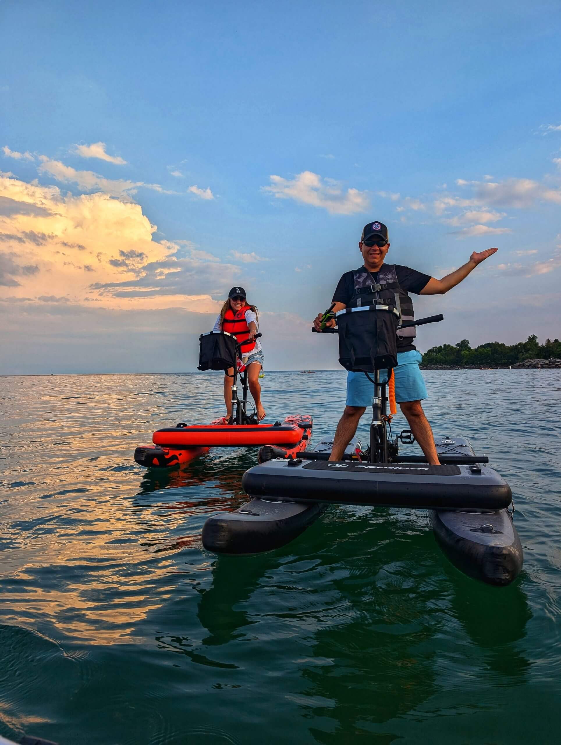 Water bike rentals at Toronto waterfront locations including Cherry Beach and Ashbridges Bay