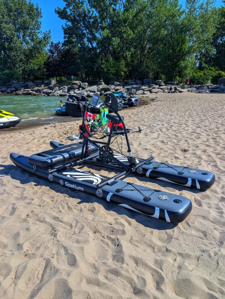 Water bike rental with life jacket storage space and beginner ride guidance