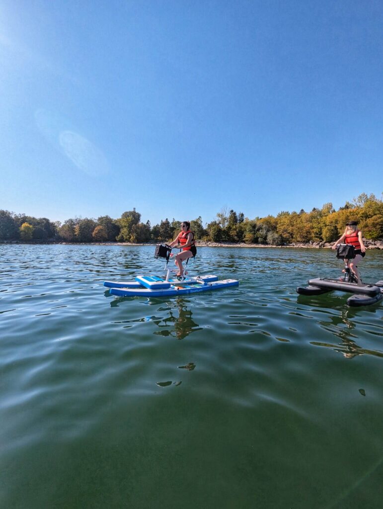 Water bike rental service areas in Toronto including Cherry Beach and Ashbridges Bay